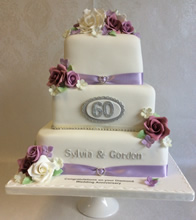 3 tier Square with Vintage Flowers