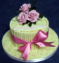 Chocolate Birthday Cake on White Chocolate And Roses Chocolate Wired Topper