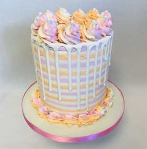 Multi-coloured buttercream cake